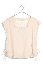 Women's Madewell Stripe Ruffle Side Tie Top, Size - Pink