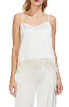 Women's Vince Camuto Soft Satin Feather Detail Chiffon Camisole - Ivory