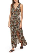 Women's One Clothing Floral Surplice Maxi Dress - Black