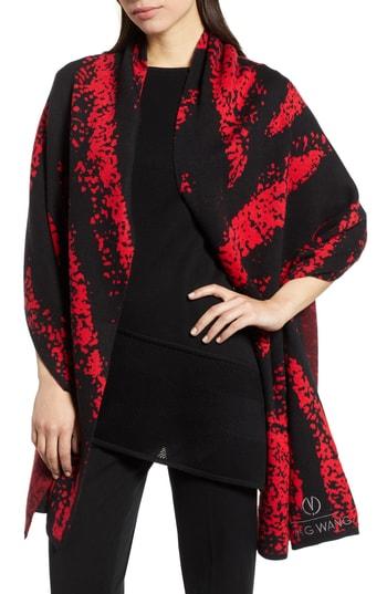 Women's Ming Wang Hope Plaid Wrap, Size - Red