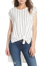 Women's Love, Fire High/low Knot Front Top - White