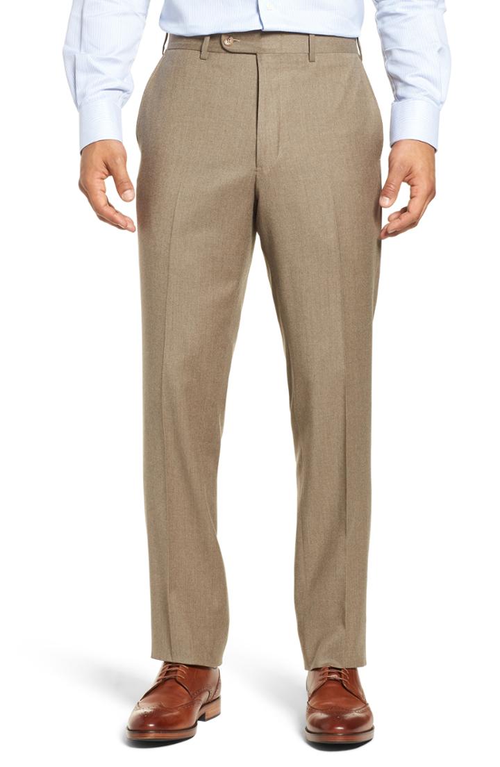 Men's John W. Nordstrom Torino Traditional Fit Flat Front Solid Wool & Cashmere Trousers