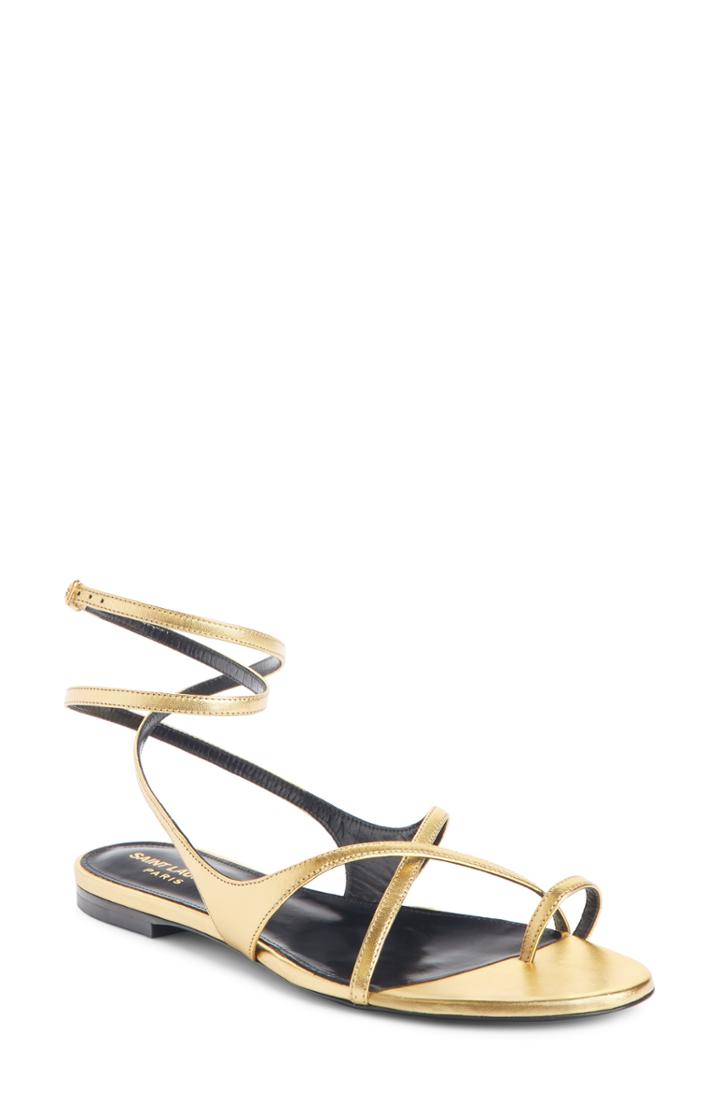 Women's Saint Laurent Gia Nu Pieds Sandal Us / 35eu - Metallic