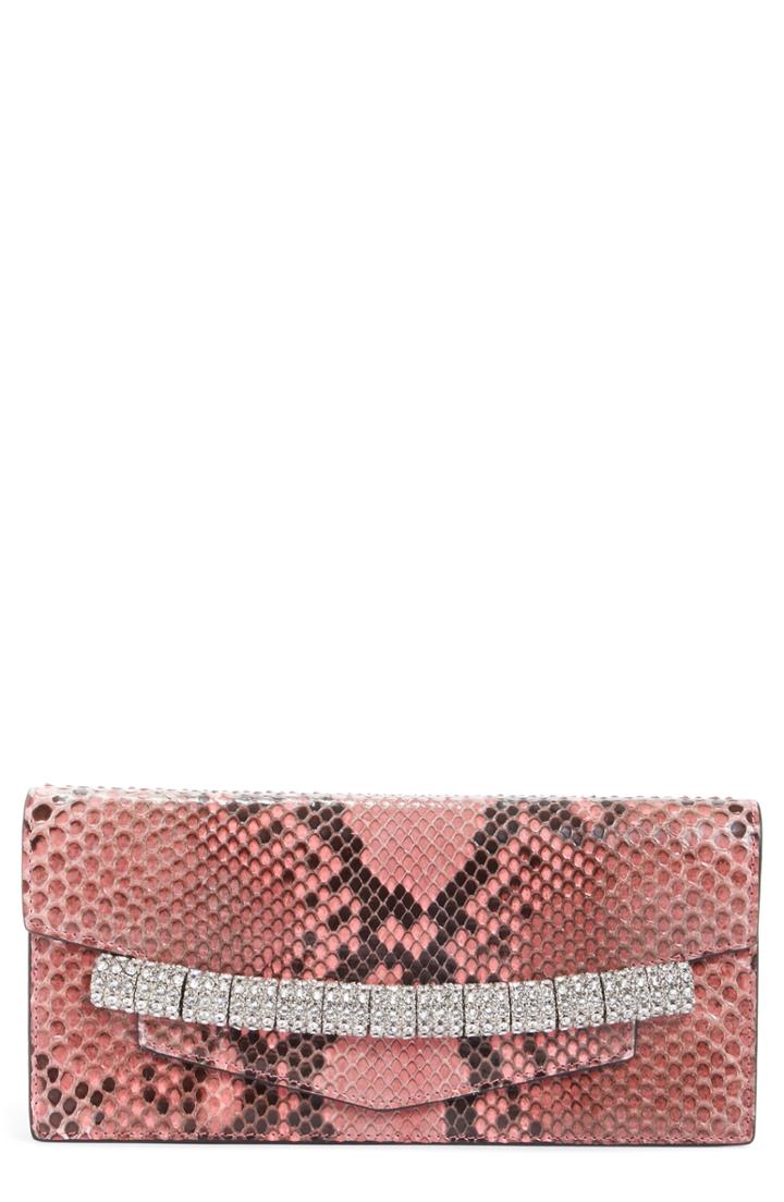Calvin Klein 205w39nyc Crystal Strap Genuine Python Clutch - Pink
