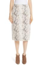 Women's Lafayette 148 New York Casey Diamondback Print Suede Skirt - Beige