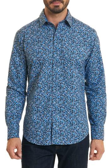 Men's Robert Graham Congo Classic Fit Print Sport Shirt - Blue