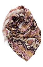 Women's Nordstrom Washed Reptile Print Square Silk Scarf, Size - Purple
