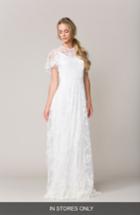 Women's Sarah Seven Calais Flutter Sleeve Lace A-line Gown