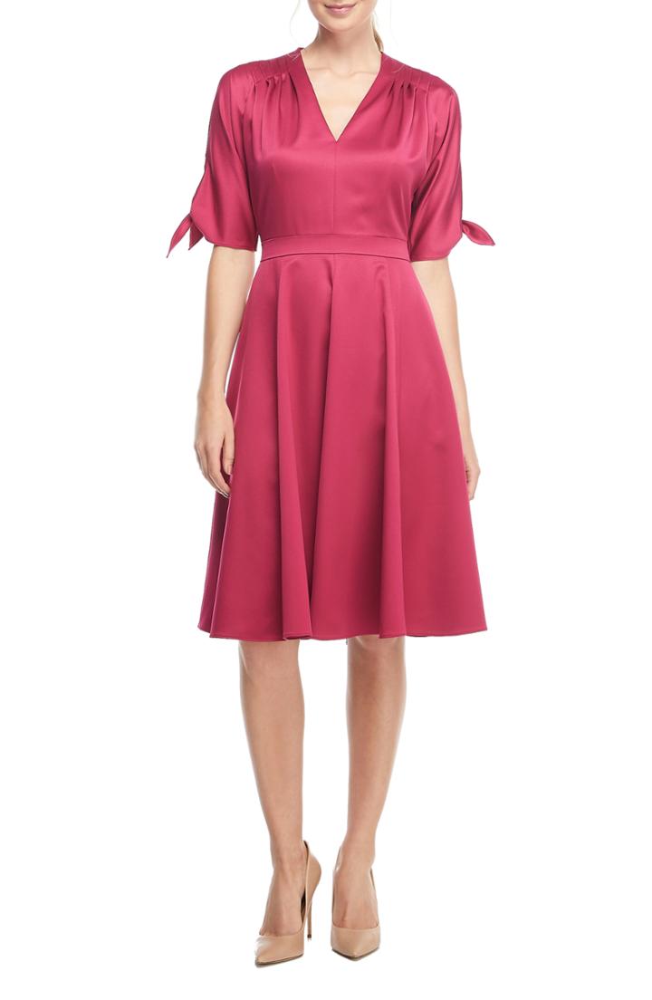 Women's Gal Meets Glam Collection Debbie Butter Satin Fit & Flare Dress