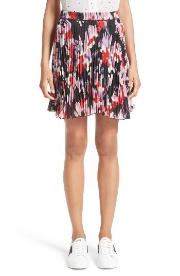 Women's Marc Jacobs Pleated Print Silk Skirt - Black