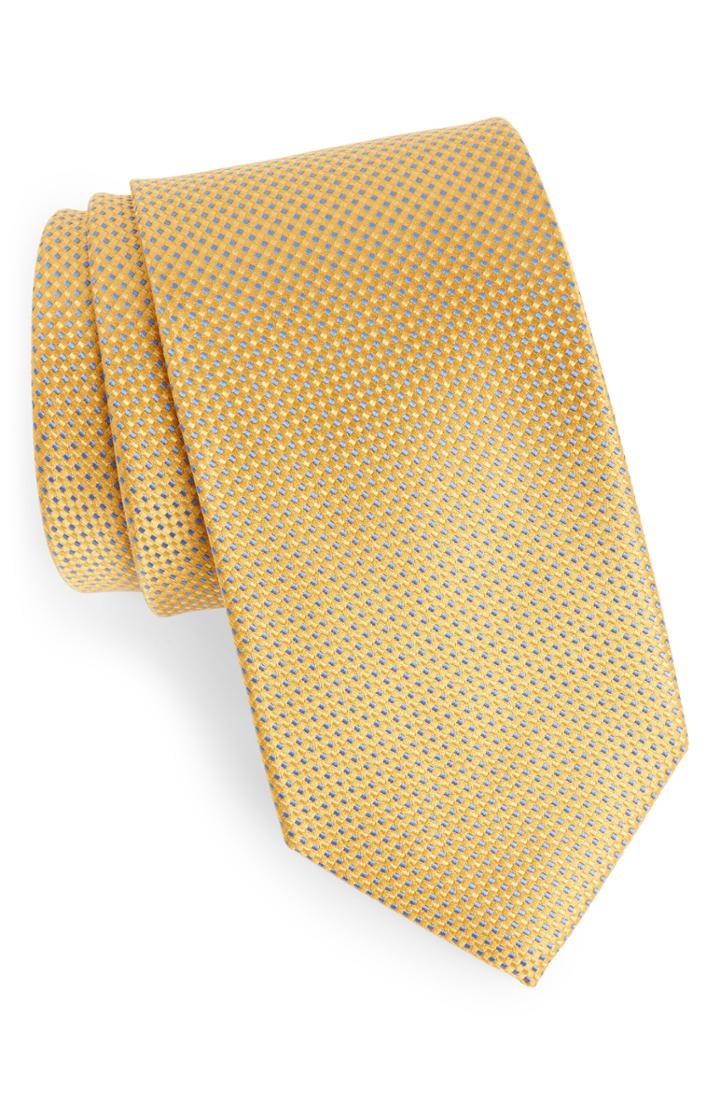 Men's Eton Solid Silk Tie, Size - Yellow