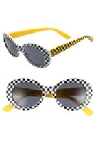 Women's Bp. Check Round Sunglasses - Black/ White/ Yellow