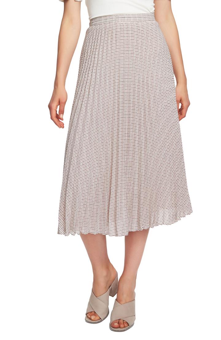 Women's 1.state Fine Puppytooth Pleated Midi Skirt