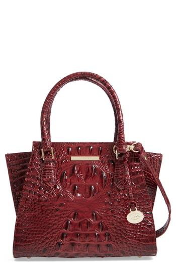 Brahmin Mini Priscilla Croc Embossed Leather Satchel - Burgundy