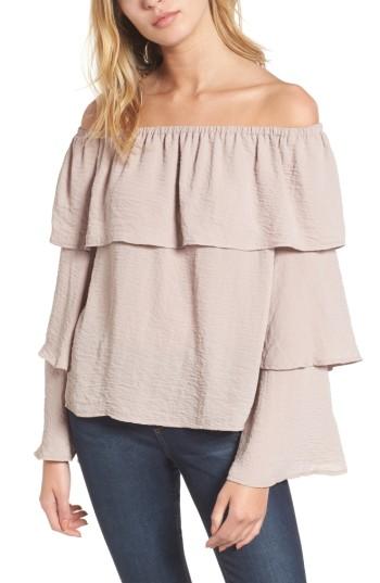 Women's Love, Fire Tiered Ruffle Sleeve Blouse - Pink
