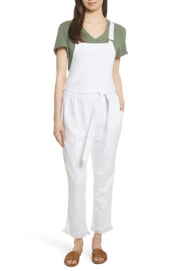 Women's Frame Le Paperbag Belted Denim Overalls - White
