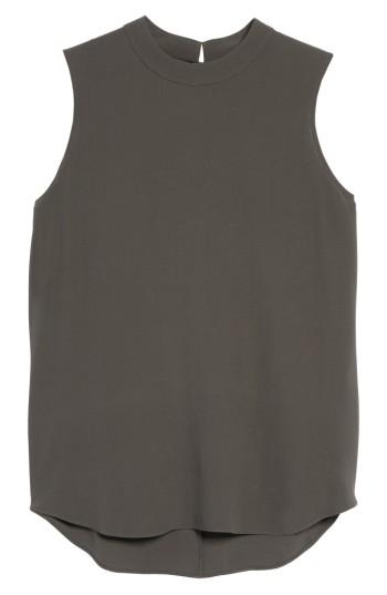 Women's Eileen Fisher Silk Crepe High Neck Sleeveless Blouse - Brown