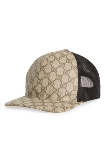 Men's Gucci Gg Supreme Trucker Cap - Brown