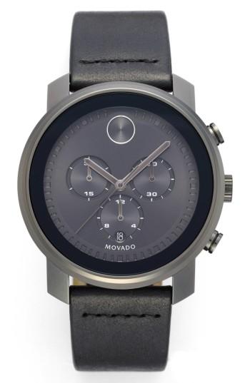 Men's Movado Bold Chronograph Leather Strap Watch, 44mm