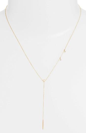 Women's Zoe Chicco Diamond & Opal Bar Drop Lariat Necklace