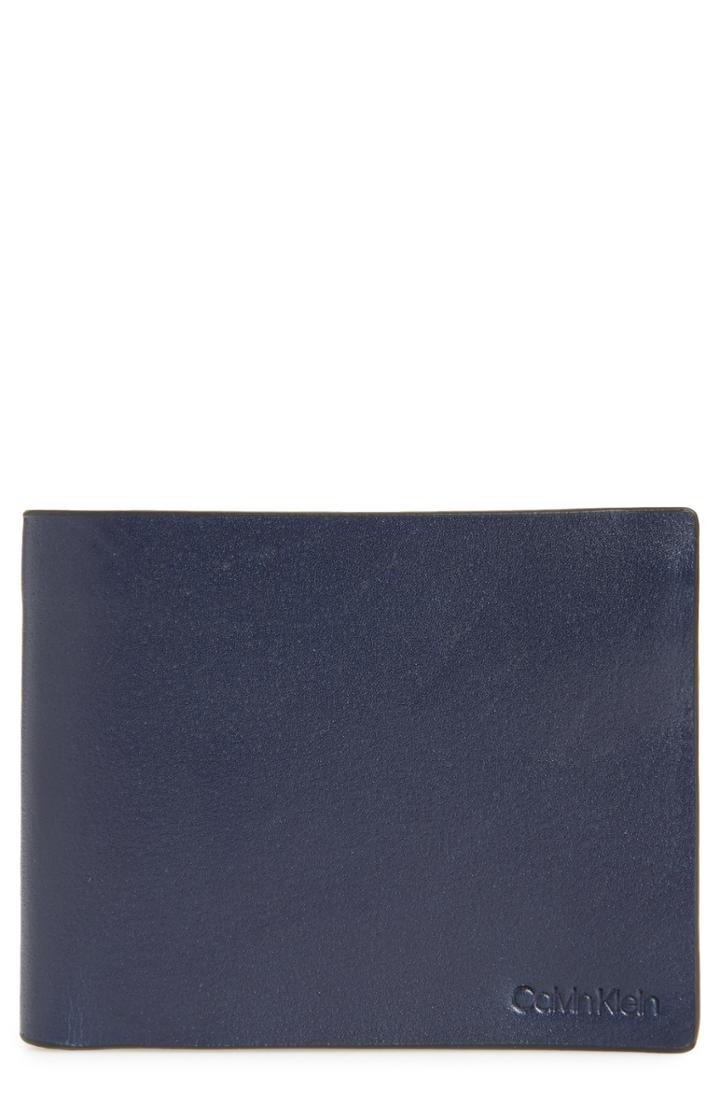 Men's Calvin Klein Leather Bifold Wallet - Blue