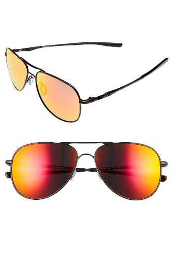 Women's Oakley Elmont 58mm Aviator Sunglasses - Black/ Ruby Iridium