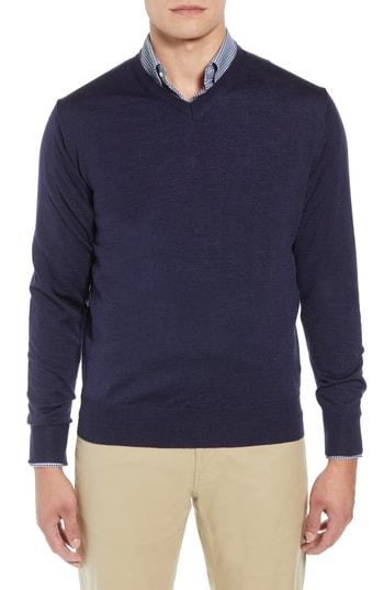 Men's Peter Millar Collection Cashmere V-neck Sweater - Blue