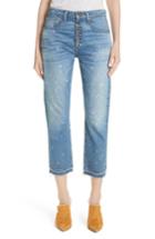 Women's Veronica Beard Ines Paint Splatter Crop Girlfriend Jeans - Blue