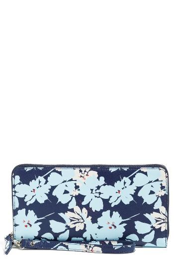 Women's Halogen Leather Zip Around Wallet - Blue