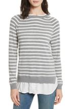 Women's Joie Zaan Hem Inset Stripe Sweater - Grey