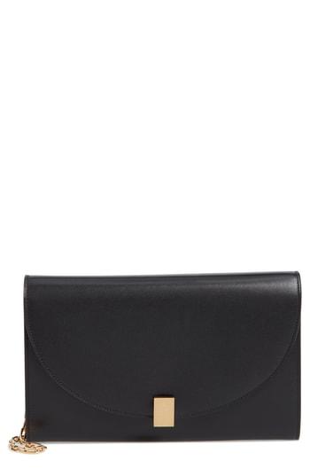 Victoria Beckham Half Moon Calfskin Leather Clutch - Black