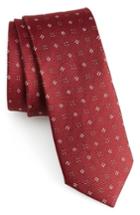 Men's The Tie Bar Bond Geos Silk Skinny Tie, Size - Burgundy