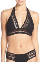 Women's Robin Piccone 'sophia' Crochet Halter Bikini Top - Black