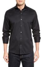 Men's Stone Rose Textured Sport Shirt - Black