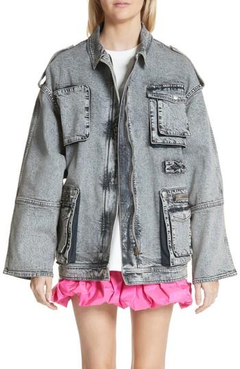 Women's Stella Mccartney Acid Wash Oversize Denim Jacket Us / 38 It - Grey