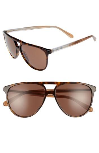 Women's Burberry 58mm Aviator Sunglasses - Dark Havana