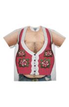 Men's Faux Real Hairy Belly Poinsettia Short Sleeve Novelty T-shirt