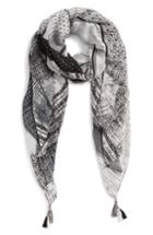 Women's Treasure & Bond Print Tassel Wrap, Size - Black