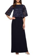 Women's Alex Evenings Sequin Lace Popover Gown - Blue