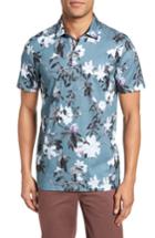 Men's Ted Baker London Scrufft Trim Fit Floral Print Polo Tall - Blue/green