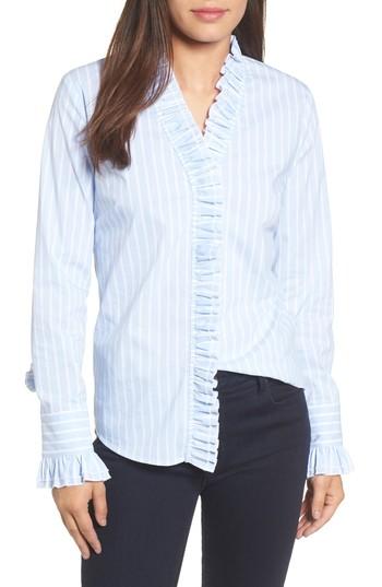 Petite Women's Halogen Ruffle Front Blouse P - Blue