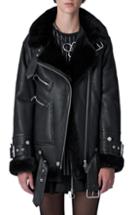 Women's The Arrivals Moya Iii Oversize Leather & Genuine Shearling Jacket - Black