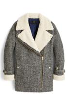 Women's J.crew Oversize Herringbone Motorcycle Jacket - Black