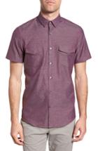 Men's Calibrate Trim Fit Flap Pocket Sport Shirt - Burgundy