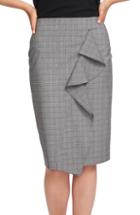 Women's 1.state Ruffle Glen Plaid Pencil Skirt (similar To 14w) - Black