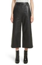 Women's Grey Jason Wu Crop Wide Leg Leather Pants - Black