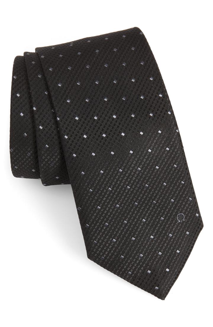 Men's Salvatore Ferragamo Medallion Jacquard Silk Tie, Size - Black