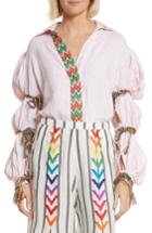 Women's All Things Mochi Lillian Bubble Sleeve Linen Shirt - Pink