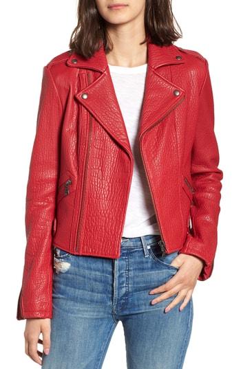 Women's Rebecca Minkoff Wolf Leather Moto Jacket, Size - Red