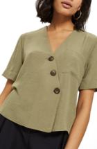 Women's Topshop Ashley Asymmetrical Blouse Us (fits Like 6-8) - Green